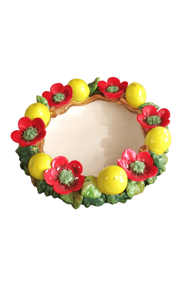 Assiette décorative en céramique de Toscane avec citrons et fleurs